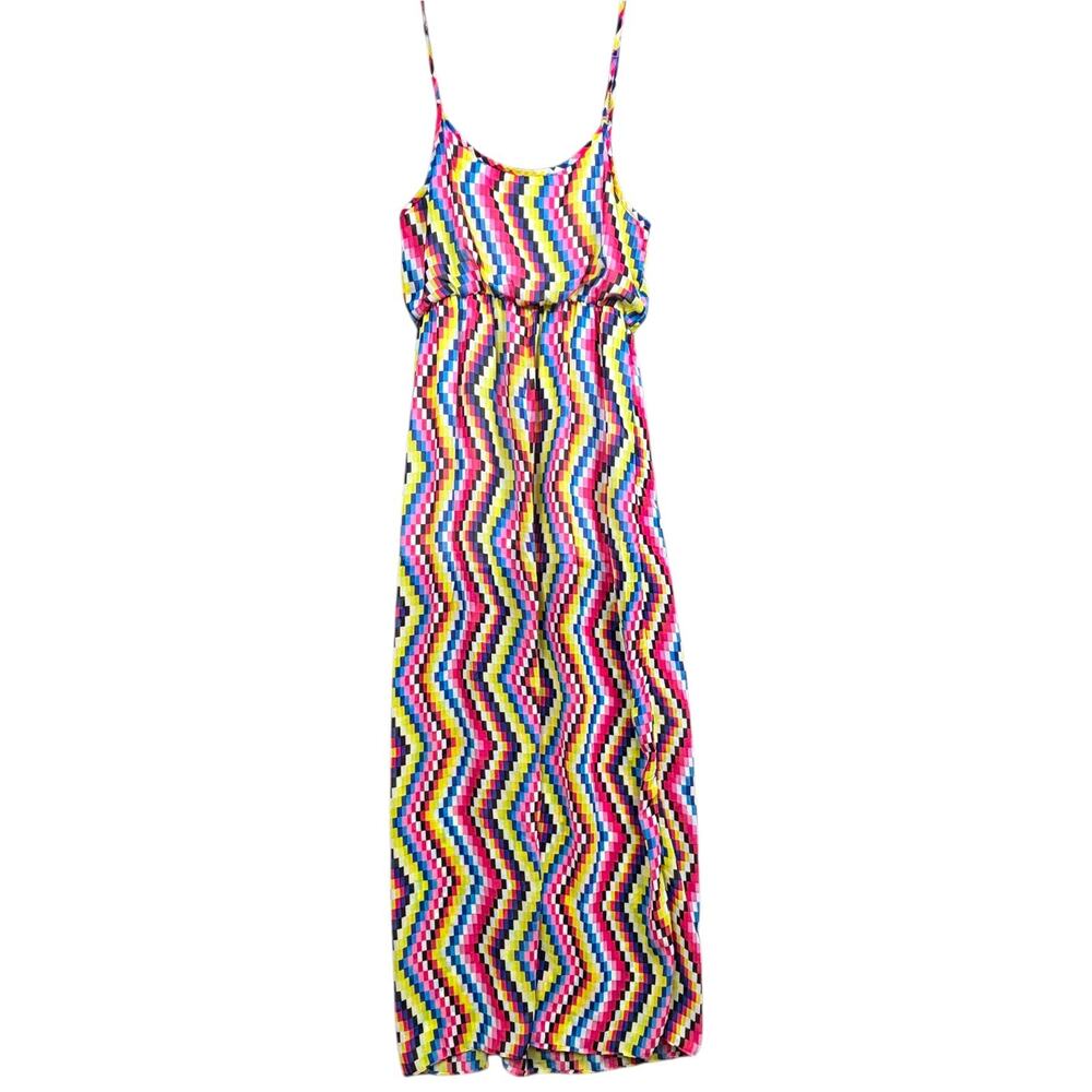 AKIRA CHICAGO Red Label Maxi Sundress Womens Size M Chevron Multicolor Summer